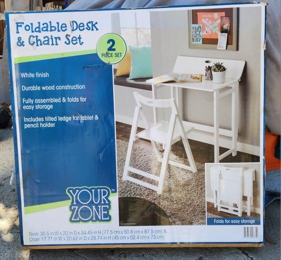 Kids Size Foldable Desk & Chair Your Zone NEW IN BOX
