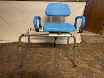 Carousel Sliding Transfer Bench with Swivel Seat. Premium Padded Bath and Shower Chair with Pivoting Arms. Space Saving Design for Tubs and Shower