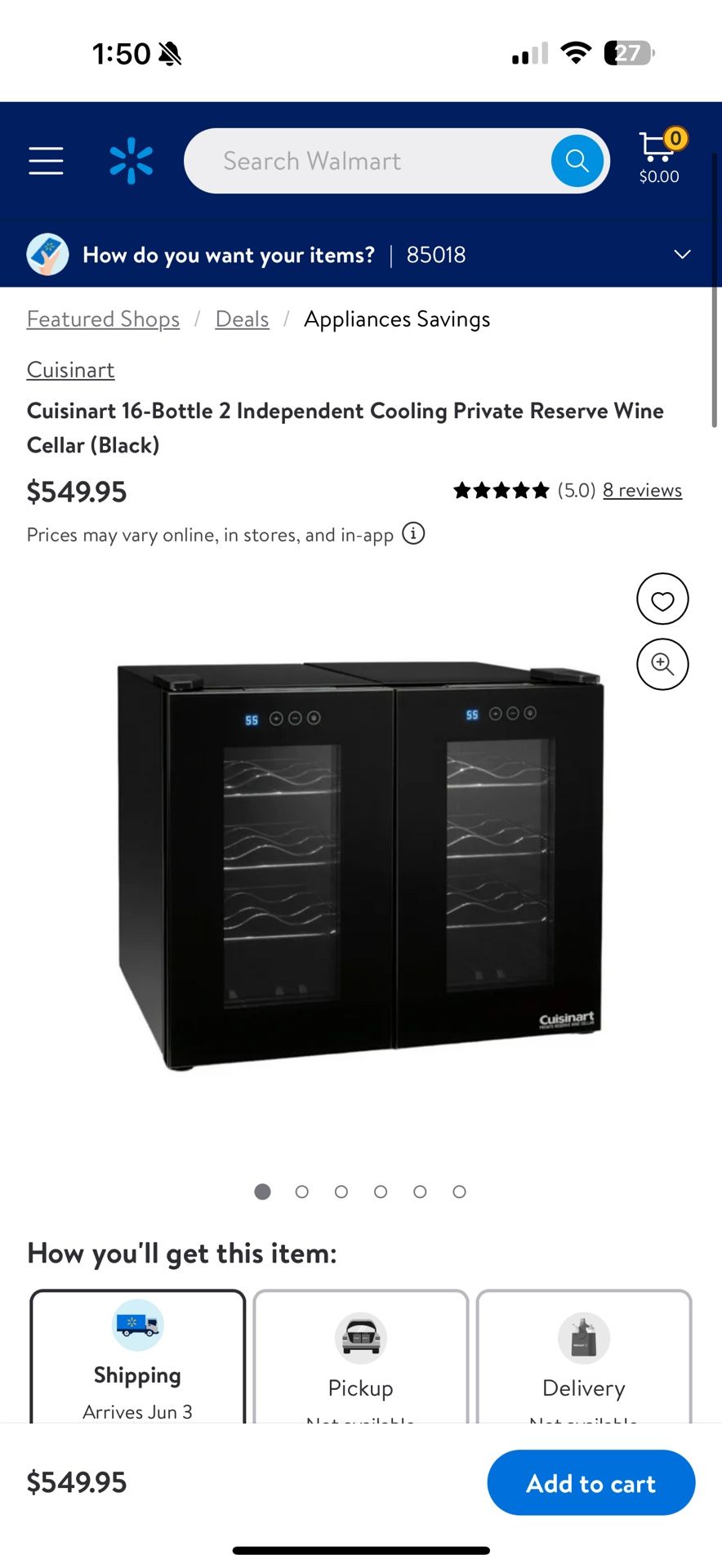 CUISINART 16 Bottle Wine Cooler / Fridge (2) Table Top Wine Fridge