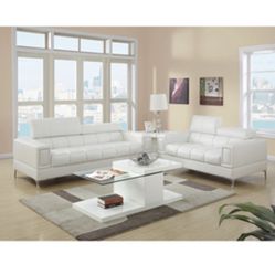 Gorgeous White Colored 2 piece Sofa and Loveseat Set