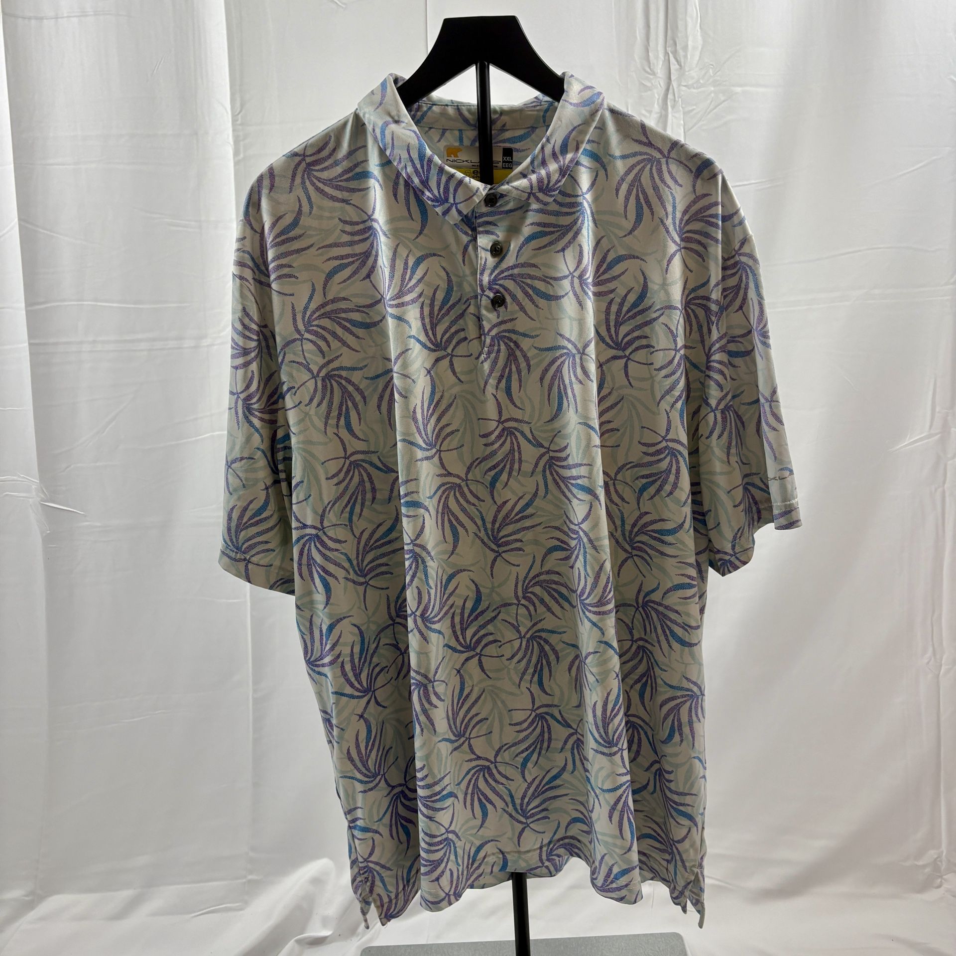 Nicklaus XXL Golf Polo Shirt Abstract Leaf Print Button Up Mens