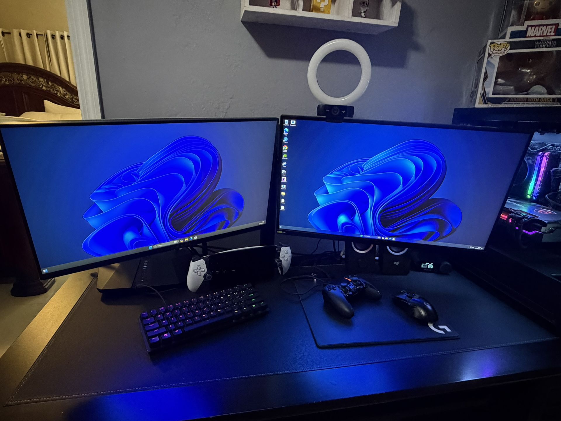 Dual Screen Desktop Mount Plus Two Gaming Monitors