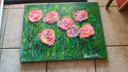 Flower Painting - textured 18x24