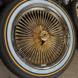 22” Center Gold 150 Spoke Wire Wheels 285/45R22 Vogue Tires we finance 
