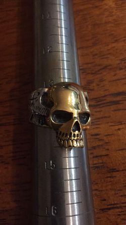 Stainless steel gold plated skull ring