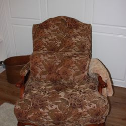 Burnt Orange Botanical TouchStone Vintage Lounge Chair..