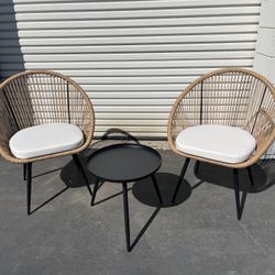 3-Piece Outdoor Patio Furniture Set With Swivel Chairs
