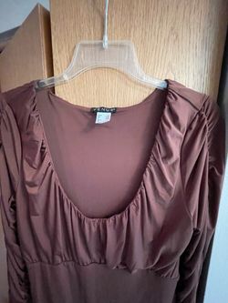 Brown short dress long sleeve large size woman Venus brand