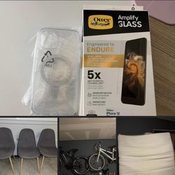 VARIOUS ITEMS! Otterbox Case And Screen Protector, Set Of Chairs, Wall Mounted Bike Rack, Bicycle, King Mattress