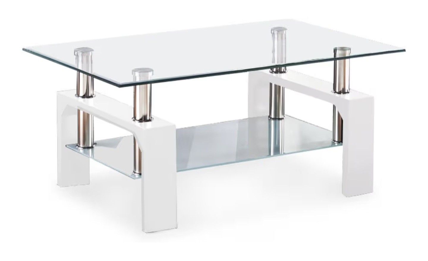 Glass Top Coffee Table W/ White Legs, Pickup In Pennington/Titusville NJ