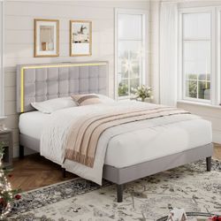 AMERLIFE QUEEN Bed Frame with LED Headboard And Mattress, PICKUP ONLY