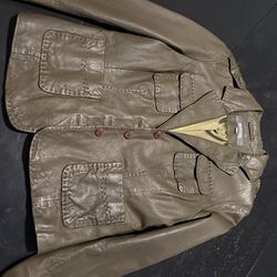 Vintage Kenneth Cole Women’s Leather Jacket Olive Green