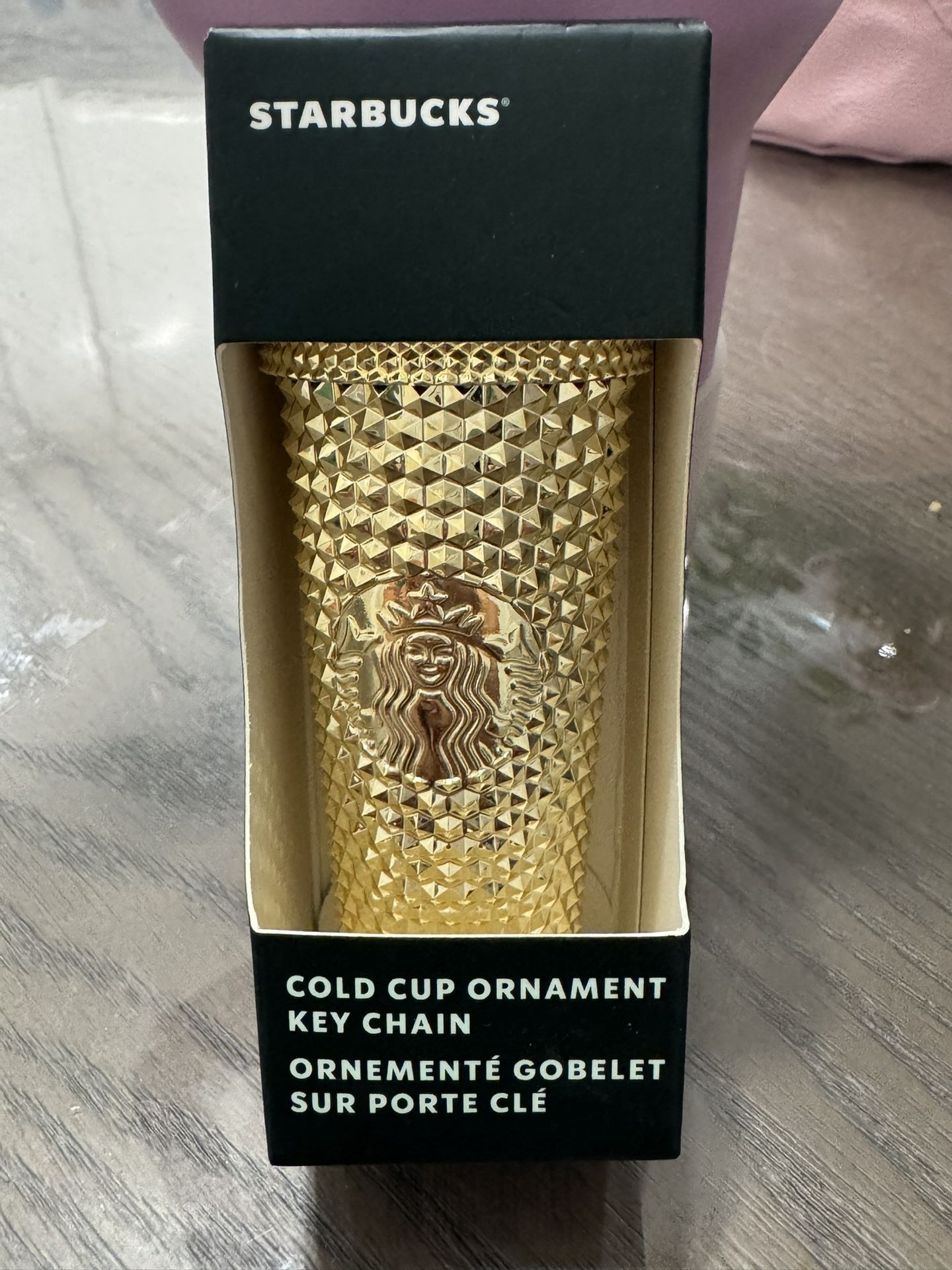STARBUCKS Tumbler Gold Cup Keychain Ornament