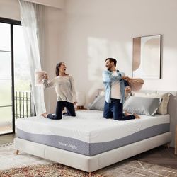 Queen Size Mattress, 12 Inch Cooling Gel Memory Foam Mattress for Moisture Wicking, Plush Foam