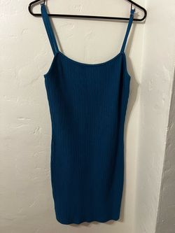 Teal Ribbed Bodycon Mini Dress
