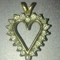 Diamond And 10k Gold Heart Pendant