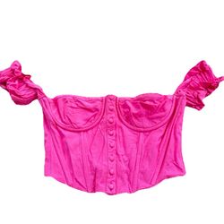 ASTR Corset Top Women's Small Pink Linen Sweetheart Neck Off Shoulder Sz M