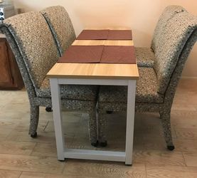 Kitchen/Dining Table and Four Milo Baughman Style Designer Chairs