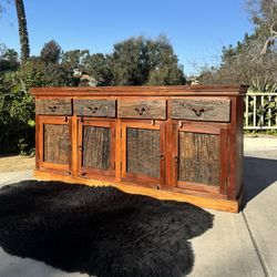 Rustic Modern Farmhouse Mesquite Solid Wood Credenza Buffet Sideboard