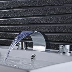 8” Widespread Chrome Bathroom Faucet Basin 3 Hole Waterfall Vanity Sink Mixer Tap