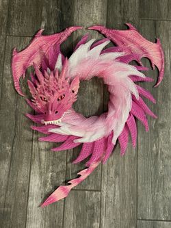 Pink Crystal Dragon Wreath/Indoor-Outdoor/Wall Art/Front Door decor