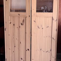 Solid Wood Pine Door Cabinet / Secretary Desk – Rustic Farmhouse Style