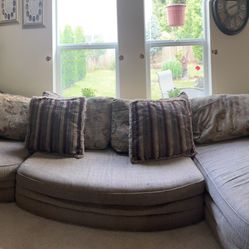 Brown Tweed-like Couch With Chaise-12 Feet Wide Can Separate Pieces!!