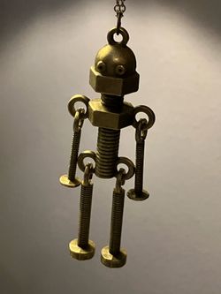 Adjustable Metal ROBOT Pendant Necklace - Steampunk Jewelry