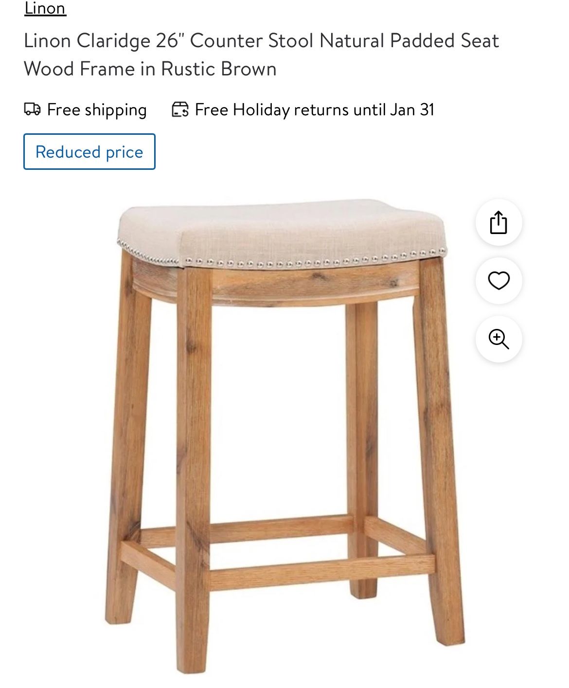 Linon Acacia Wood Stool