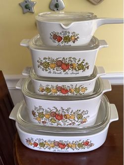 Vintage “Spice of Life” Corning Ware 5 Piece Set with Lids