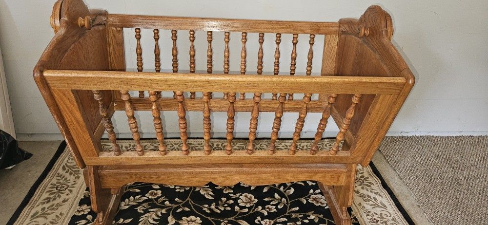 Handmade Custom Oak Cradle