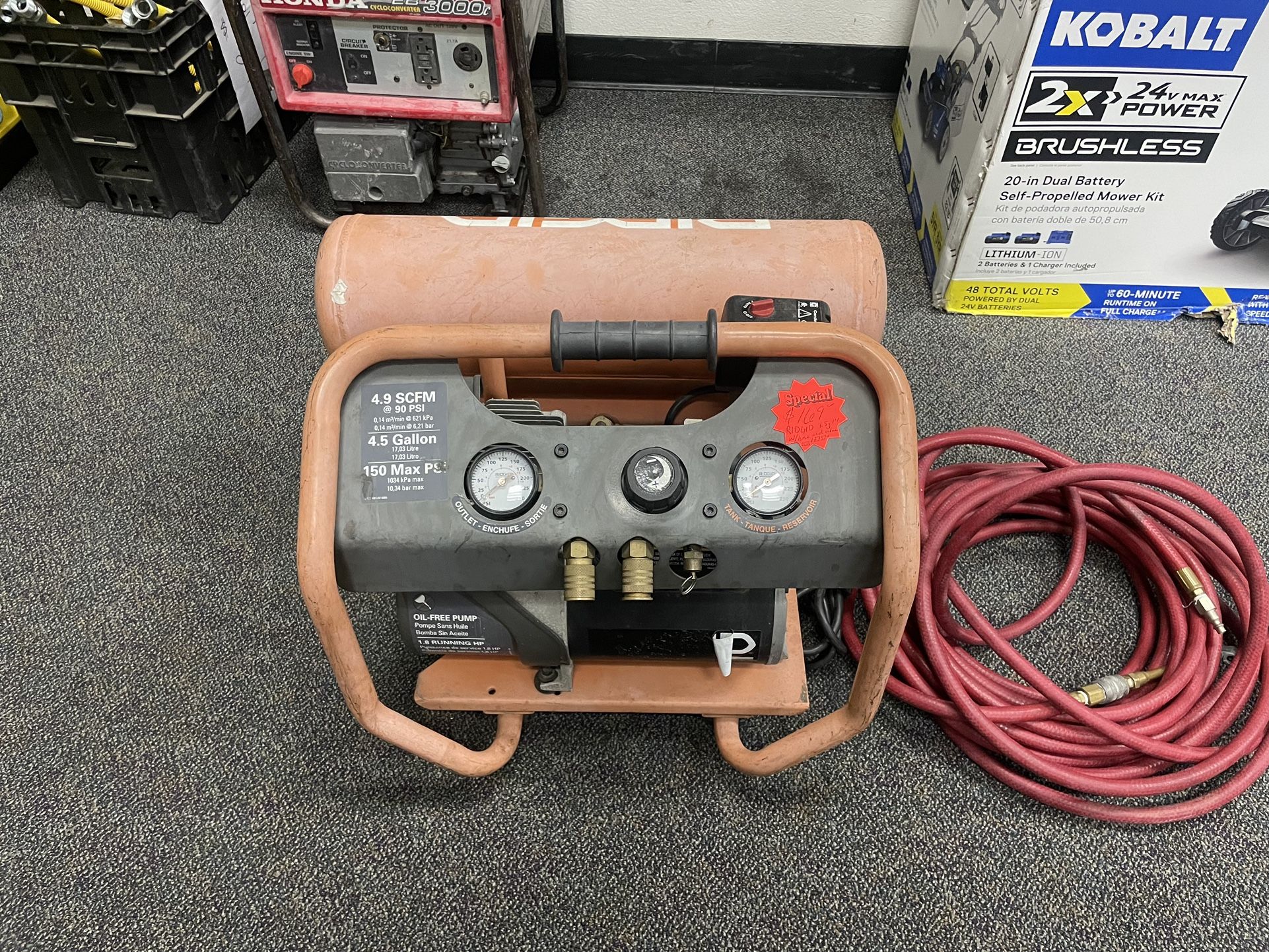 Ridgid 4.5 Gallon 1HP Twin Tank Air Compressor