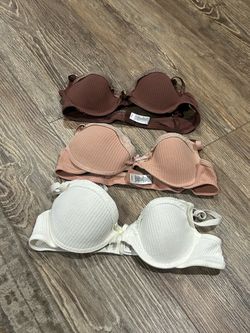 Lot of 3 Ribbed Lace Trim Bras34 A