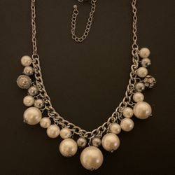 20” SilverTone Necklace With Dangling Pearls