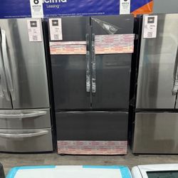 Samsung - 32 cu. ft. 3-Door French Door Smart Refrigerator with Dual Auto Ice Maker - Matte Black