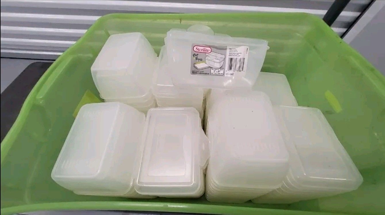 Sterilite Plastic FlipTop small Clear Storage Box Container 5" x 3" with Latching Lid (55 Pack)
