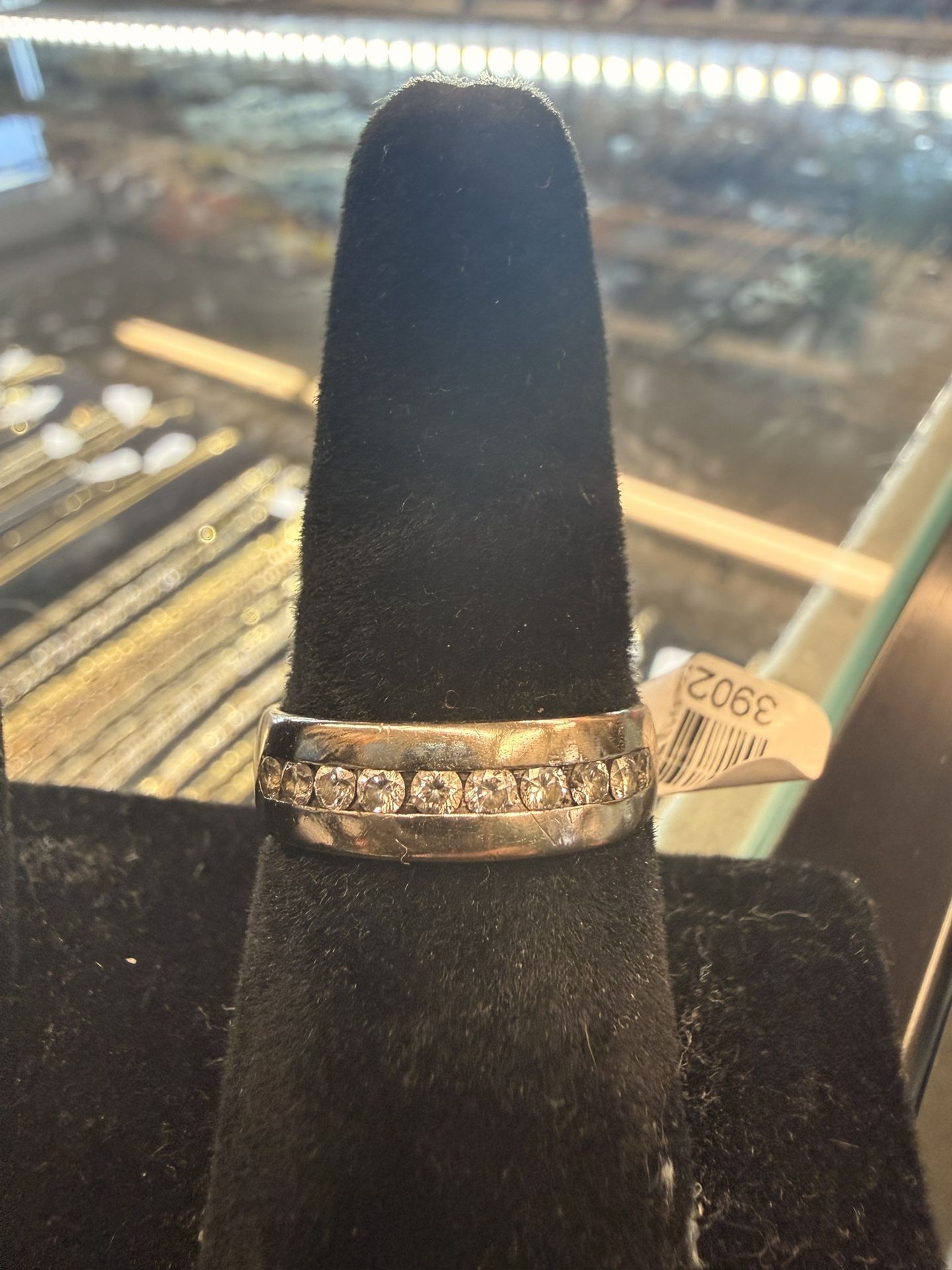 14KT White Gold Band W/ Channeled Diamonds 39029-1