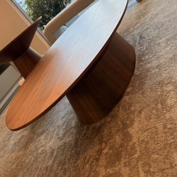 Modloft Walnut Oval Coffee Table – Modern Pedestal Base