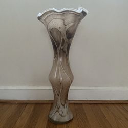 2 Blown Marble Color Glass Vases