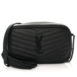 YSL  Grain De Poudre Matelasse Monochrome Monogram Mini Lou Camera Bag Black