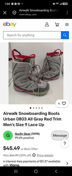 Airwalk,snow boots,Grey and Red trim size 7