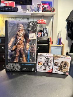 Chewbacca starwars figure & two Gundam Toys