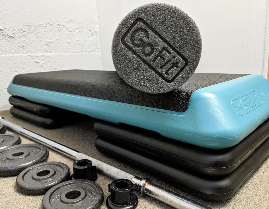 Home Workout Kit for Your 2022 Resolutions! - Weights, Aerobic Step, Resistance Bands, Gym Mat
