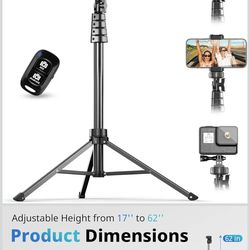 62 inch phone camera tripod with wireless remote and phone holder (45)