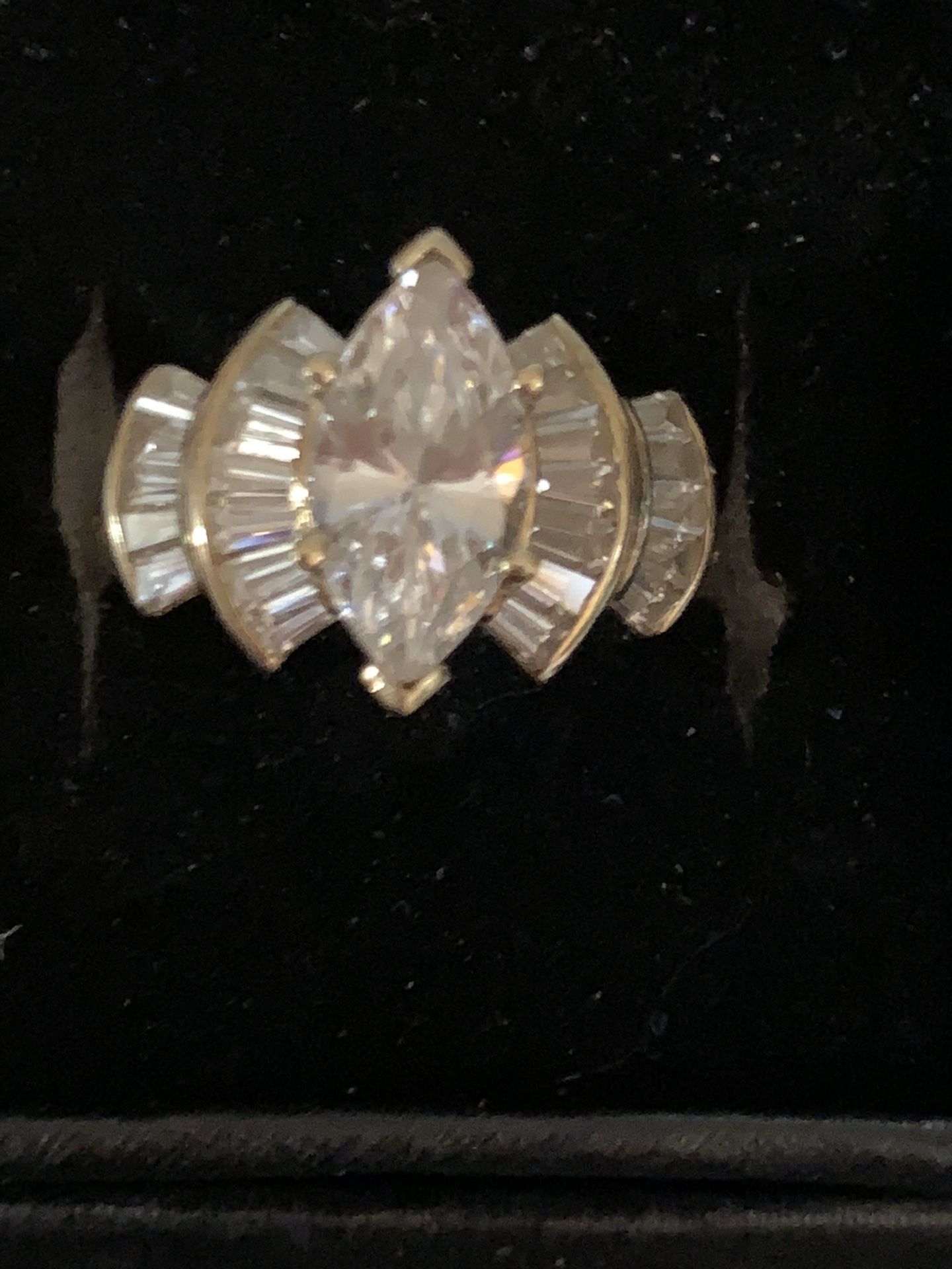 10KT Gold with Marquise And Baguette CZ