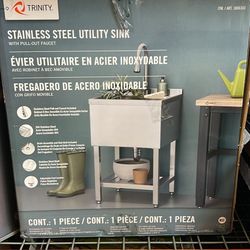 TRINITY 18" x 16" x 13" Stainless Steel Utility Sink with Pull-out Faucet NEW