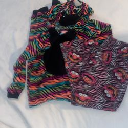 Colorful, zebra jumpsuit monster, sleepy pants