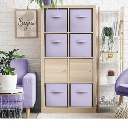 Collapsible Fabric Cube Storage Bins, 12 Pack: Contemporary Decor Organization (Purple-4pcs,Grey-5pcs,Pink-1,Black-1,blue-1)-$28