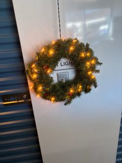 Pre-Lit Christmas Wreath with Warm White Lights