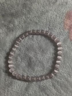 Handmade Bracelet With Pink Cat Eye Beads